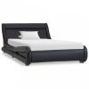 Fekete led-es műbőr ágykeret 90 x 200 cm 