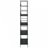 5 szintes fekete forgácslap könyvespolc 60 x 27,6 x 158,5 cm