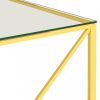 Aranyszínű üveg és rozsdamentes acél dohányzóasztal 55x55x55 cm
