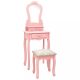 Rózsaszín császárfa fésülködőasztal-szett ülőkével 50x59x136 cm