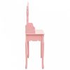 Rózsaszín császárfa fésülködőasztal-szett ülőkével 75x69x140 cm