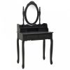 Fekete császárfa fésülködőasztal-szett ülőkével 75x69x140 cm