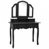 Fekete császárfa fésülködőasztal-szett ülőkével 100x40x146 cm