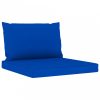 Háromszemélyes kerti kanapé kék párnákkal