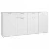 Magasfényű fehér forgácslap tálalószekrény 160 x 36 x 75 cm