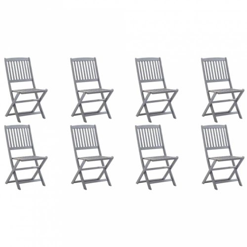 8 db tömör akácfa összecsukható kültéri szék