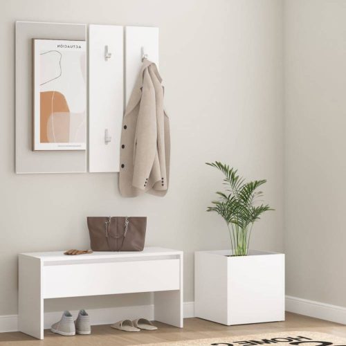 Fehér szerelt fa előszobabútor-szett