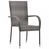 4 db szürke rakásolható polyrattan kültéri szék