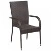 6 db barna rakásolható polyrattan kültéri szék