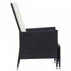Fekete dönthető háttámlás polyrattan kerti szék párnákkal