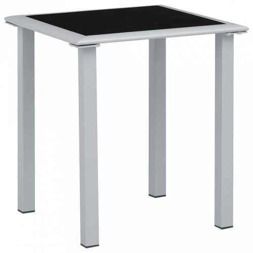 Fekete és ezüst acél és üveg kerti asztal 41 x 41 x 45 cm