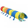 Többszínű poliészter gyerek-játszóalagút 250 labdával 245 cm