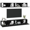 4 db fekete fali TV-szekrény 100 x 30 x 30 cm