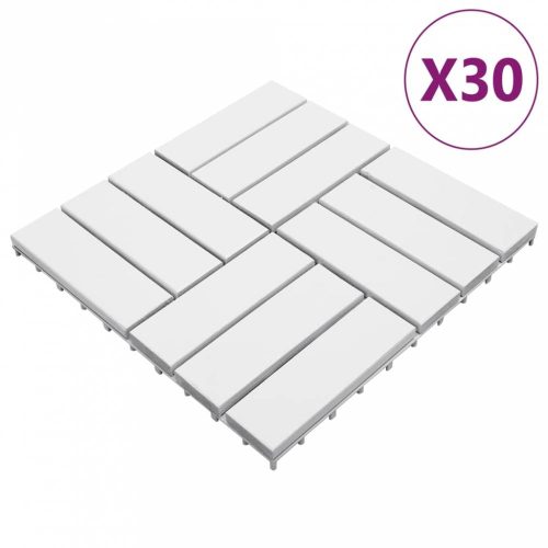 30 db fehér tömör akácfa padlólap 30 x 30 cm