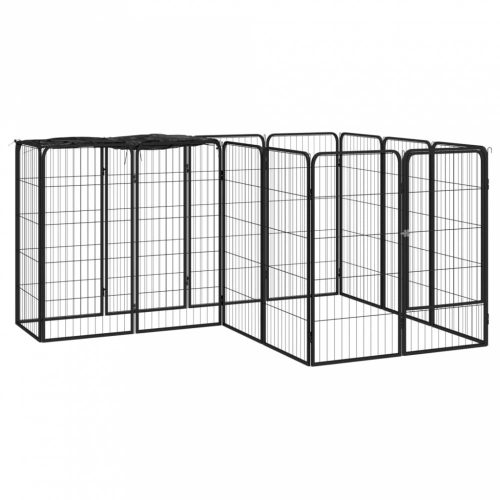 14-paneles fekete porszórt acél kutyakennel 50 x 100 cm