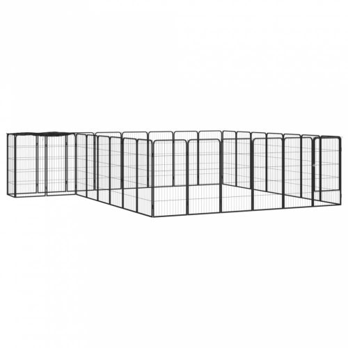30-paneles fekete porszórt acél kutyakennel 50 x 100 cm