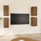 4 db barna tölgyszínű szerelt fa tv-szekrény 30,5 x 30 x 60 cm
