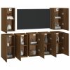 7 db barna tölgyszínű szerelt fa tv-szekrény 30,5 x 30 x 60 cm