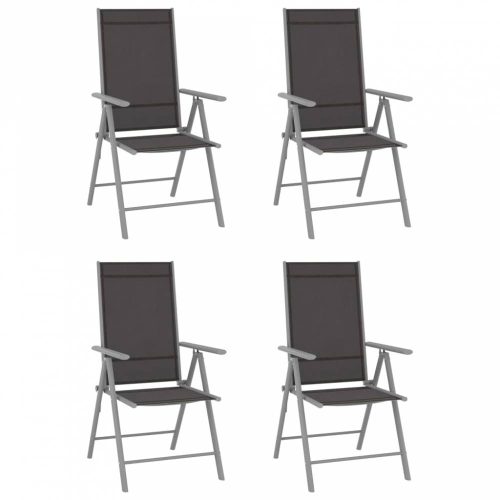 4 db fekete összecsukható textilén kerti szék 