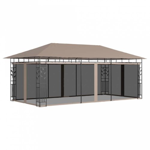 Tópszínű pavilon szúnyoghálóval 6 x 3 x 2,73 m 180 g/m²