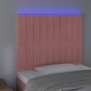 Rózsaszín bársony LED-es fejtámla 100x5x118/128 cm