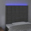 Sötétszürke bársony LED-es fejtámla 80x5x118/128 cm