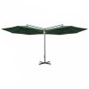 Zöld dupla napernyő acélrúddal 600 cm