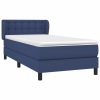 Kék szövet rugós ágy matraccal 80 x 200 cm