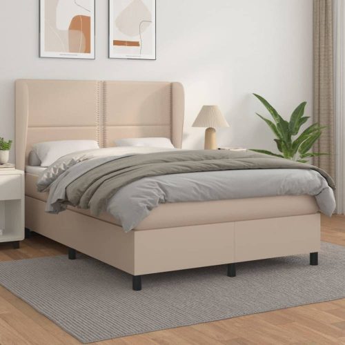 Cappuccino színű műbőr rugós ágy matraccal 140 x 190 cm