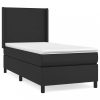 Fekete műbőr rugós ágy matraccal 100 x 200 cm