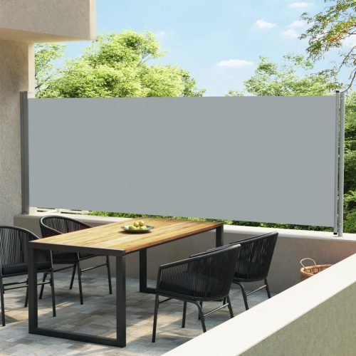 Szürke kihúzható oldalsó terasz-napellenző 600 x 160 cm