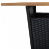 Fekete polyrattan és tömör akácfa bárasztal 80 x 80 x 110 cm