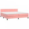 Rózsaszín bársony rugós ágy matraccal 200x200 cm
