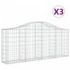 3 db íves horganyzott vas gabion kosár 200x30x80/100 cm