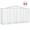 3 db íves horganyzott vas gabion kosár 200 x 50 x 100/120 cm