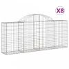 8 db íves horganyzott vas gabion kosár 200x30x80/100 cm