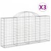 3 db íves horganyzott vas gabion kosár 200x30x100/120 cm