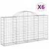 6 db íves horganyzott vas gabion kosár 200x30x100/120 cm