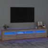 Sonoma-tölgy színű tv-szekrény led-lámpákkal 210x35x40 cm