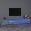 Betonszürke TV-szekrény LED lámpákkal 270x35x40 cm