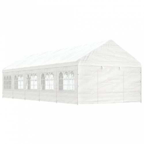 Fehér polietilén pavilon tetővel 11,15 x 4,08 x 3,22 m