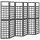 Fekete 6 paneles tömör fenyőfa térelválasztó/lugasrács 242,5x180cm