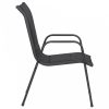 4 db fekete acél és textilén kerti szék