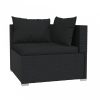 Fekete kétszemélyes polyrattan kanapé párnákkal