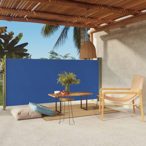 Kék kihúzható oldalsó terasz-napellenző 140 x 300 cm