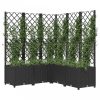 Fekete polipropilén rácsos kerti ültetőláda 120 x 120 x 136 cm