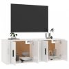 2 db magasfényű fehér fali TV-szekrény 57 x 34,5 x 40 cm
