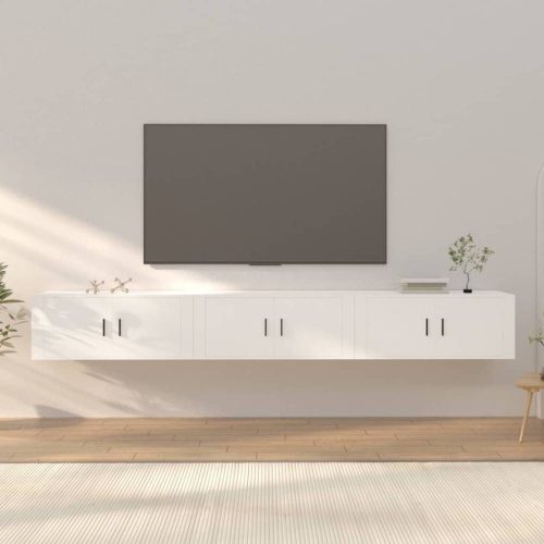 3 db fehér falra szerelhető TV-szekrény 100 x 34,5 x 40 cm