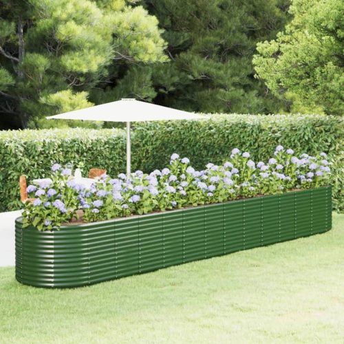 Zöld porszórt acél kerti magaságyás 554x100x68 cm