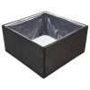 Fekete polyrattan kerti ültetőláda 80 x 80 x 40 cm